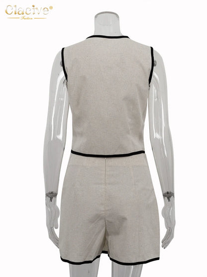 Women's Two-Piece Slim Fit Crop Top and High-Waist Shorts Set