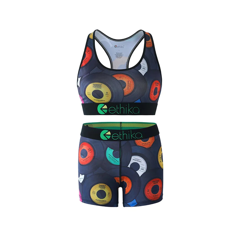 ETHIKA Women's Two-Piece Vest Shorts Swimsuit with Sweat-Absorbing and Quick-Drying Fabric