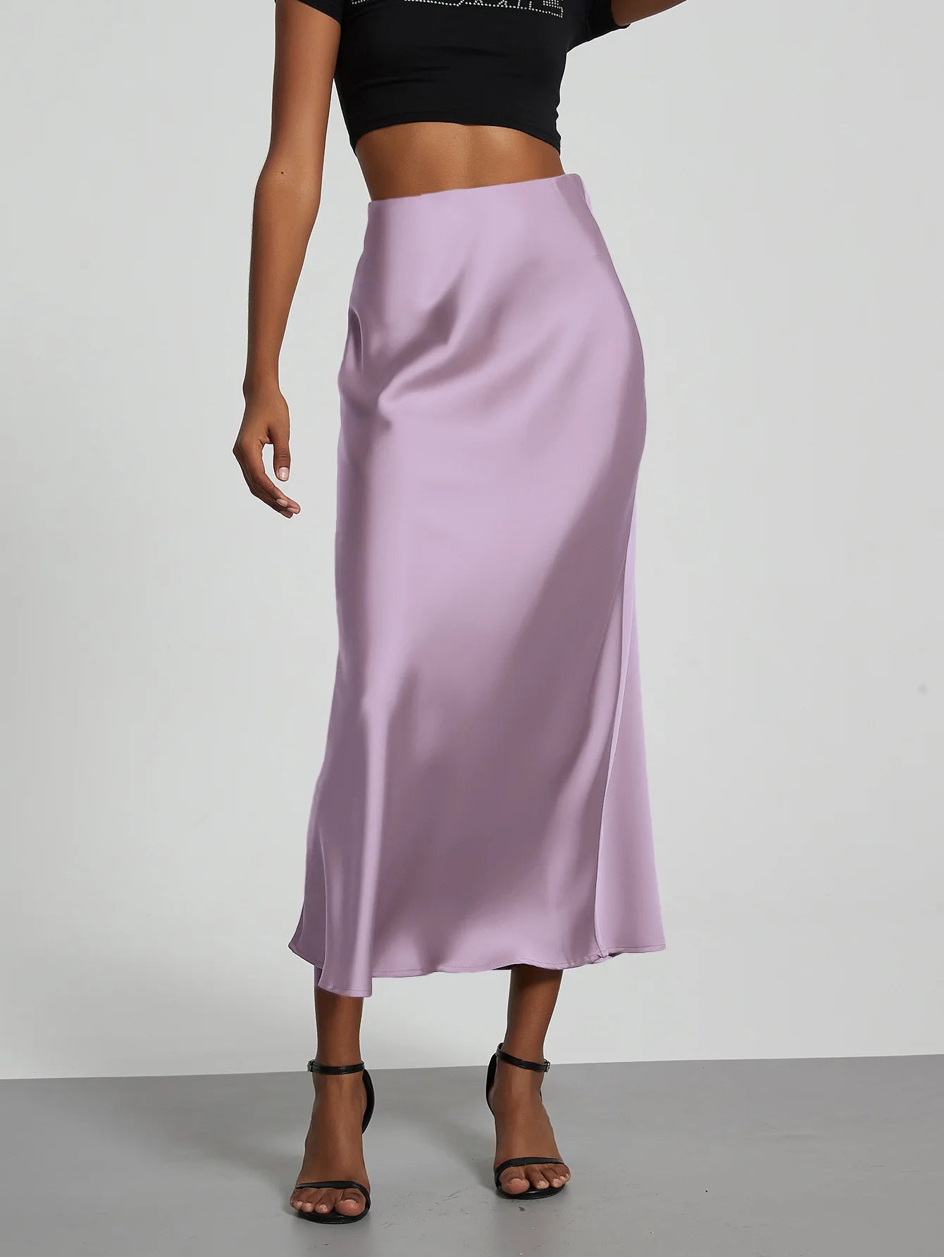 Women's Sophisticated High-Waisted Satin Maxi Skirt