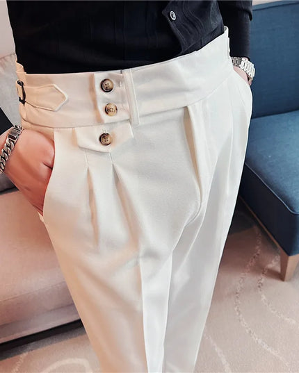 High-Quality Slim Fit Casual High-Waist Button Pants for Men