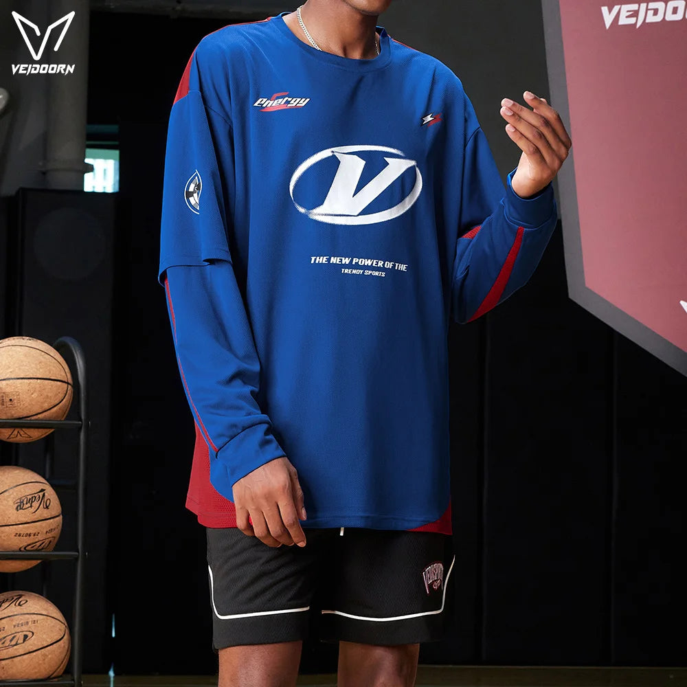 Veidoorn Men's Long Sleeve Athletic Workout Sweater – Comfortable Activewear for Men