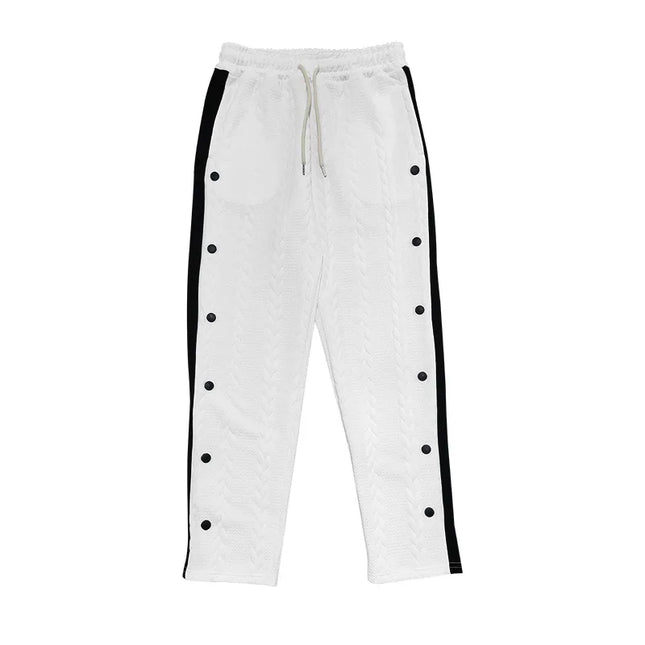 Men's Loose Fit Drawstring Joggers with Side Buttons
