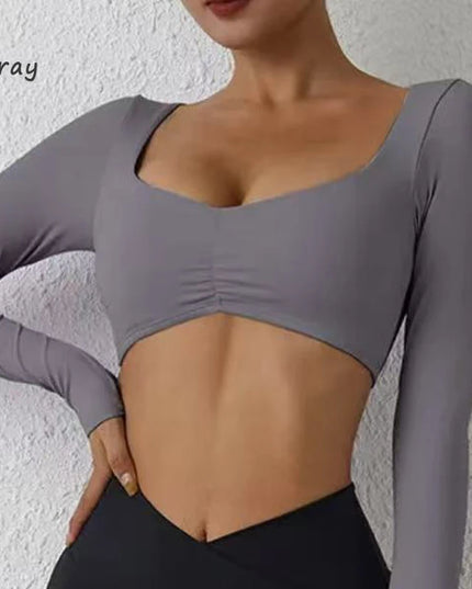 Women's Long-Sleeved Nylon Crop Top