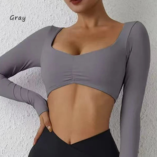 Women's Long-Sleeved Nylon Crop Top