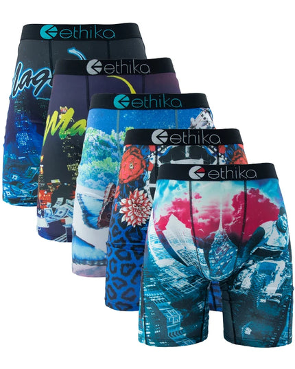 ETHIKA 5-Piece Men's Breathable Mesh Crotch Boxer Briefs