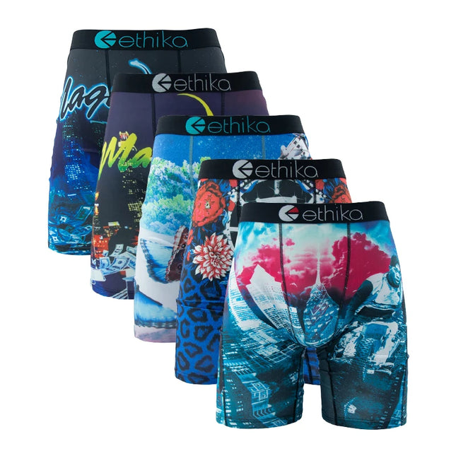 ETHIKA 5-Piece Men's Breathable Mesh Crotch Boxer Briefs
