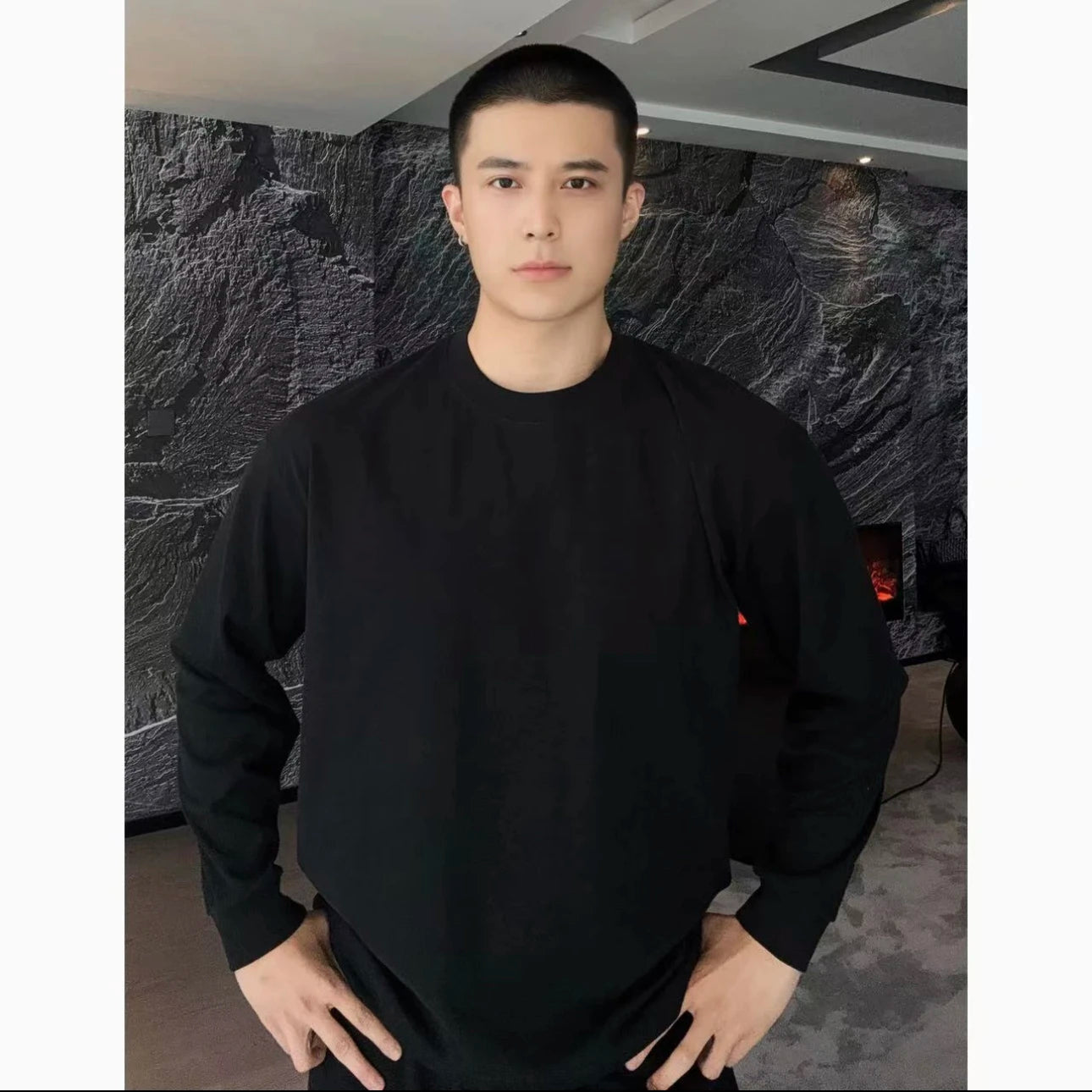 Men's Cotton Long Sleeve Casual Loose Fit Sweater