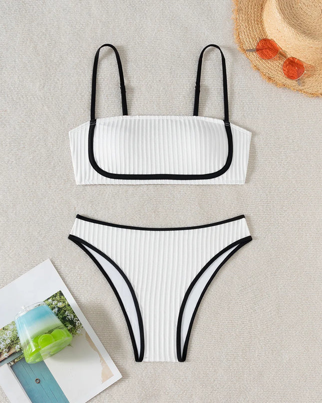 Women's High Waist Strappy Bikini Swimsuit