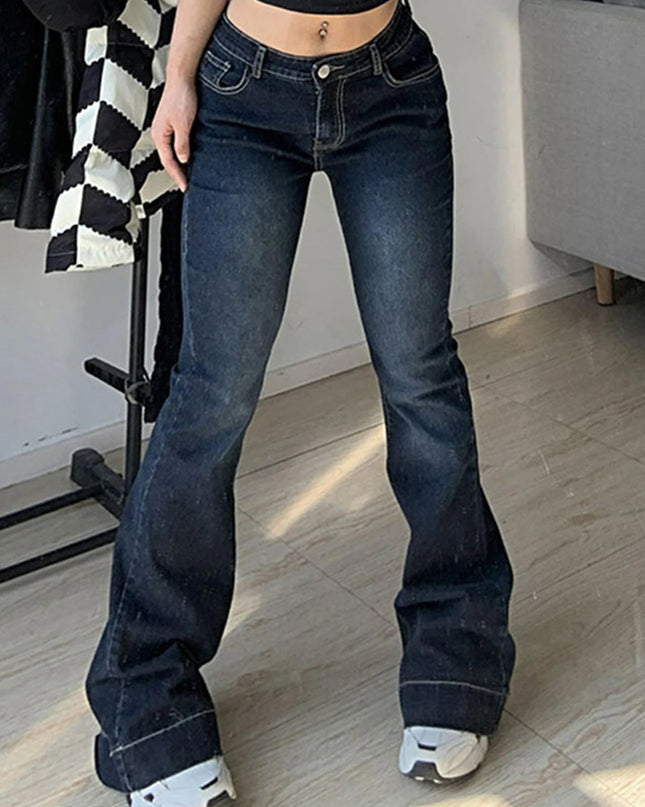 Women's Low Waist Gradient Flared Jeans