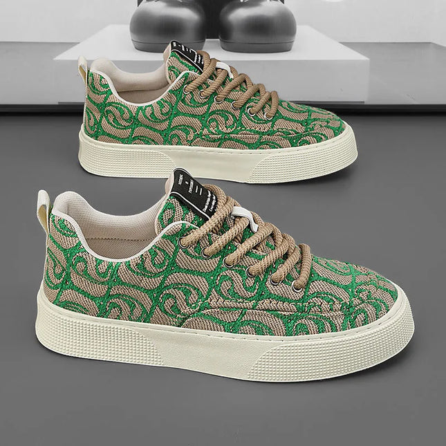 Men's Canvas Low Top Sneakers - Flat Sole, Vulcanized Style
