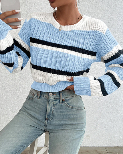 Women's Loose-Fit Acrylic Knit Long Sleeve Round Neck Sweater