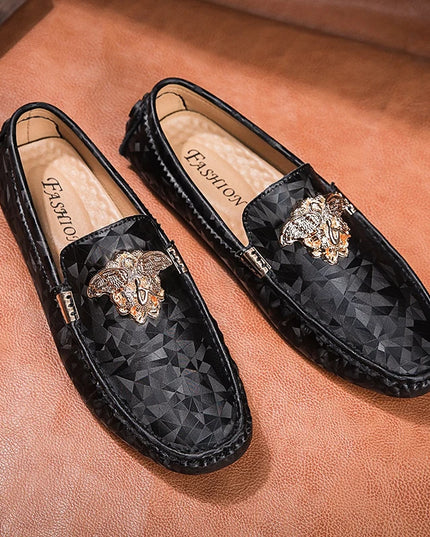 Men's Faux Leather Loafers - Slip-On Flat Dress Shoes for Men