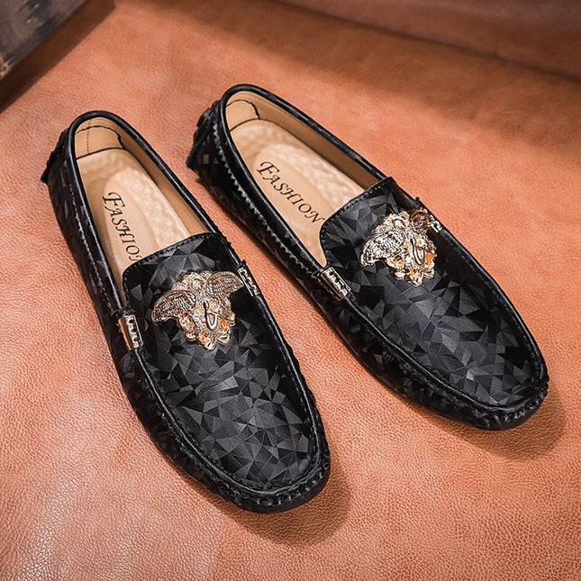 Men's Faux Leather Loafers - Slip-On Flat Dress Shoes for Men