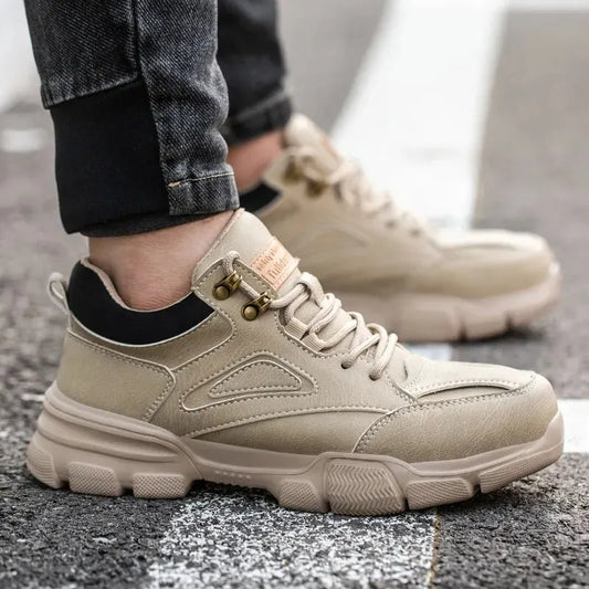 Anti-Puncture Steel Wire Safety Shoes for Men with Rotary Buckle