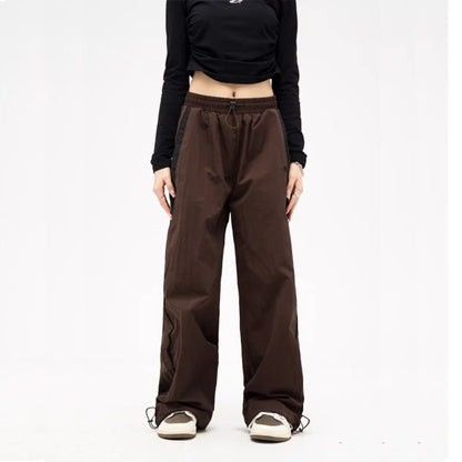Women's Retro Loose-Fit Drawstring Casual Joggers - Wide Leg Fit