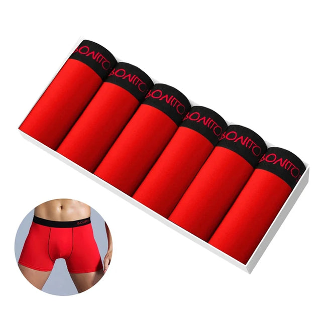 6 Pack Men's Cotton Boxer Briefs – Comfortable Men's Underwear, Breathable Boxers for Men