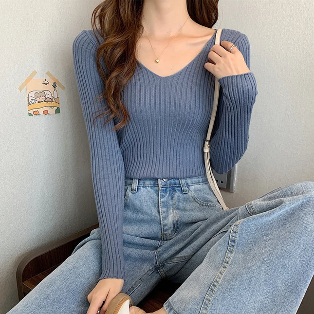 Women's V-Neck Slim Fit Sweater
