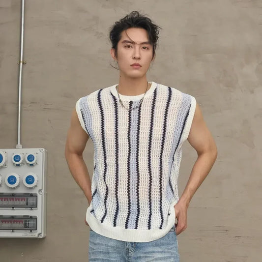 Retro Striped Knitted Men's Vest