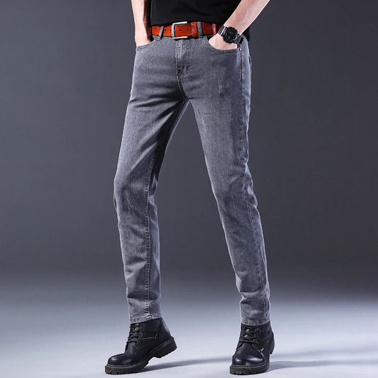 Men's Straight Fit Jeans - Casual Denim Pants with Mid-Rise Waist