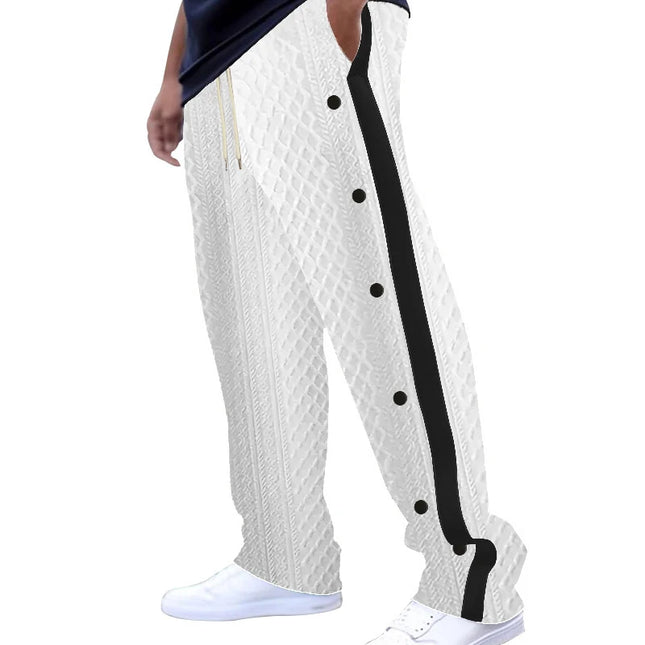 Men's Loose Fit Drawstring Joggers with Side Buttons
