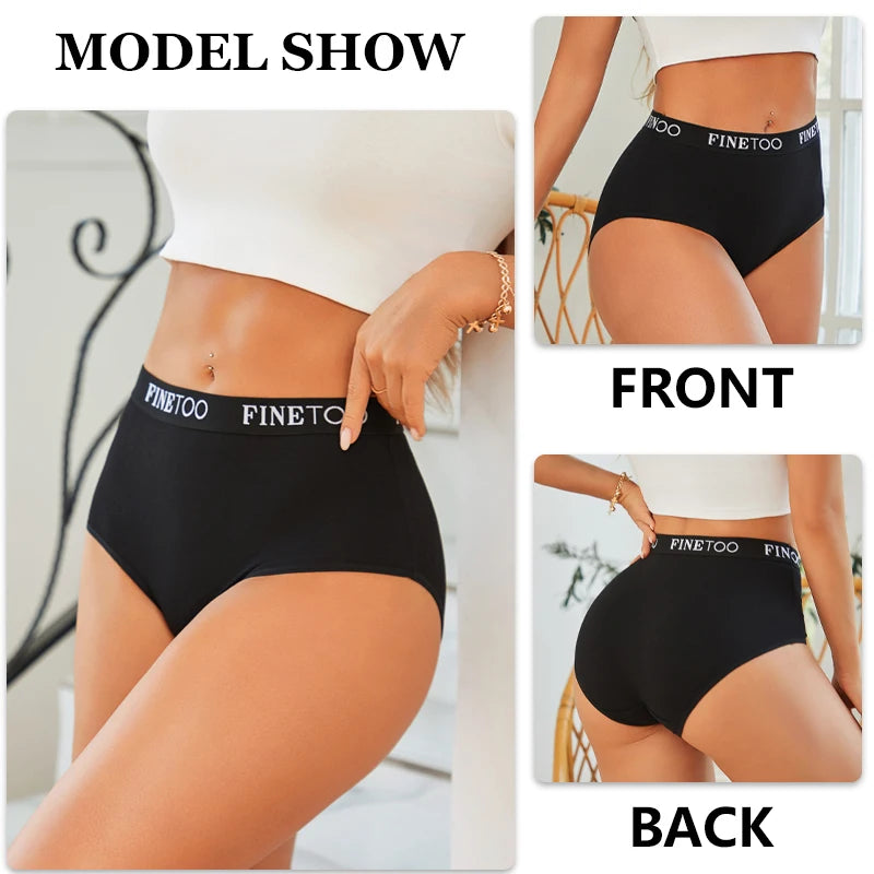Women's 4-Piece Cotton High-Waist Seamless Breathable Elastic Underwear