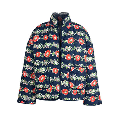 Women's Floral Print Lightweight Padded Quilted Cardigan Jacket