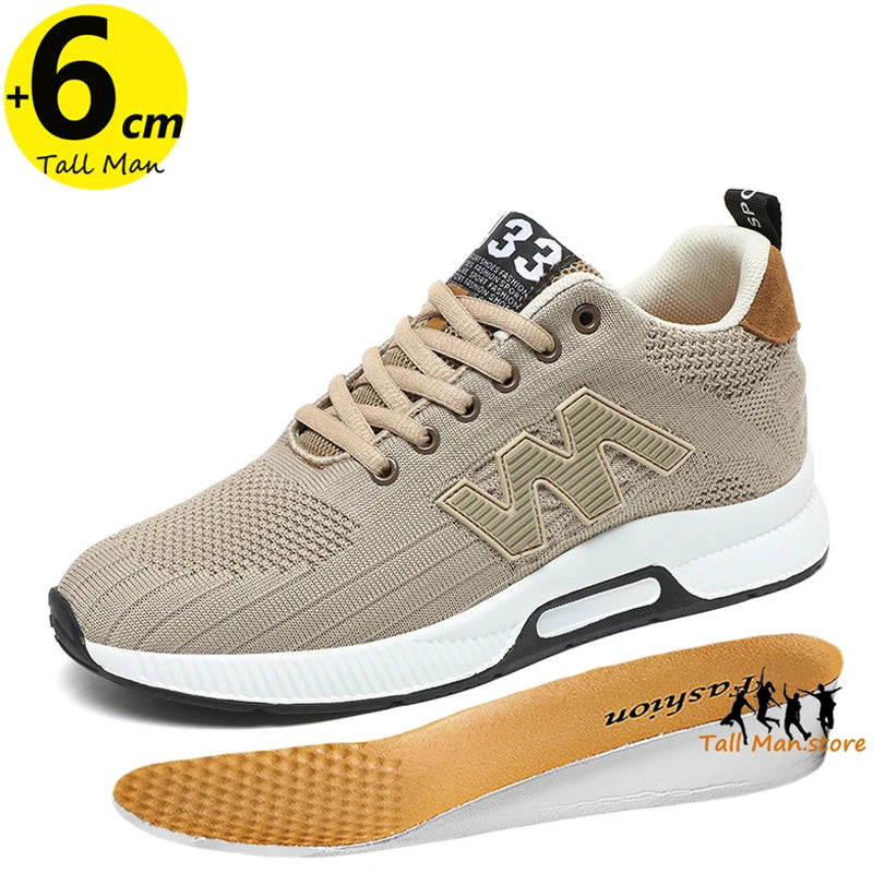 Men's Elevator Sneakers with 6cm Height-Increasing Insole