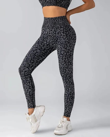 Women's Leopard Print Yoga Pants with Hip Lift and High Elasticity