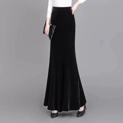 Women's Velvet Fishtail Slim Skirt – Elegant & Stylish Velvet Skirt for Women