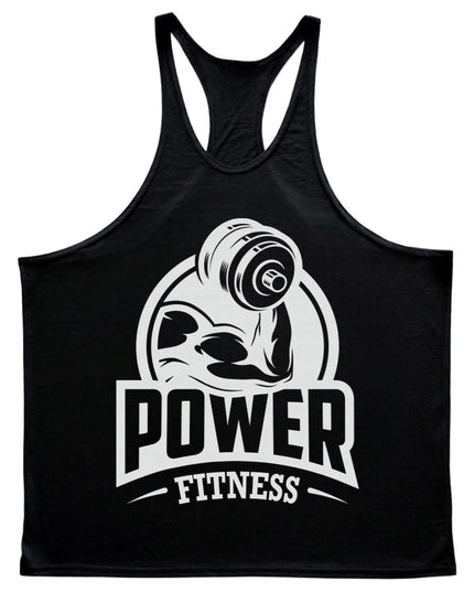 Men's Power Fitness Printed Cotton Stringer Tank Top