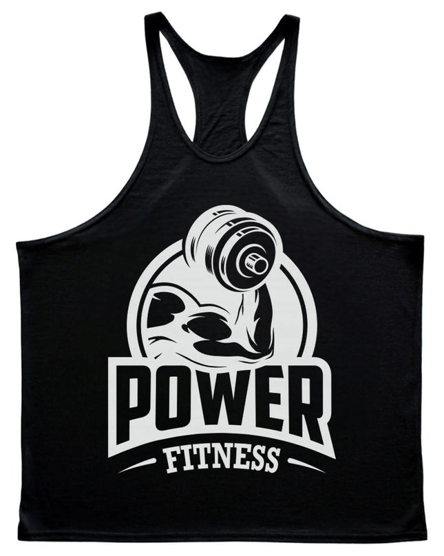 Men's Power Fitness Printed Cotton Stringer Tank Top