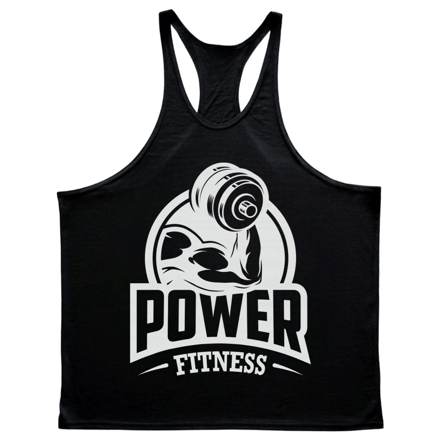 Men's Power Fitness Printed Cotton Stringer Tank Top