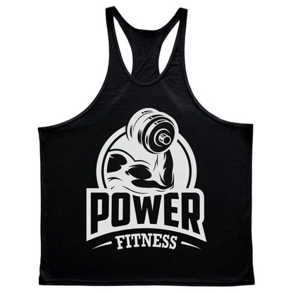 Men's Power Fitness Printed Cotton Stringer Tank Top