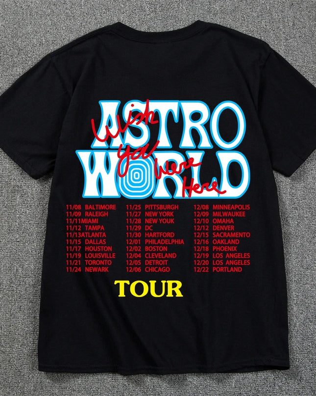 New Summer Hip Hop T Shirt Men Women Cactus Jack Harajuku T-Shirts WISH YOU WERE HERE Letter Print Tee Tops Fashion streetwear