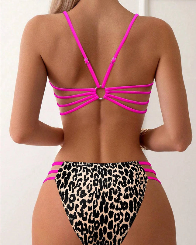 Leopard Print Women’s Bikini Swimsuit - High Waist Brazilian Bikini Set