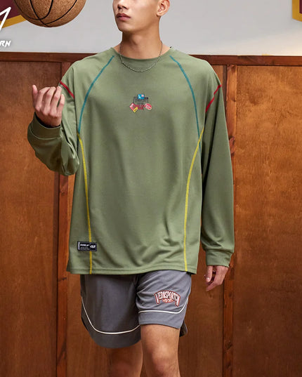 Veidoorn Men's Breathable Long Sleeve Athletic Sweater - Loose Fit, Comfortable Men's Sportswear