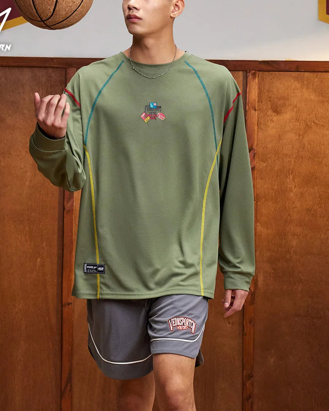 Veidoorn Men's Breathable Long Sleeve Athletic Sweater - Loose Fit, Comfortable Men's Sportswear