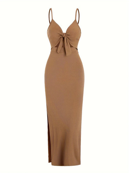 Sleeveless Suspender Dress - Flattering Back Design with a Sultry Long Skirt