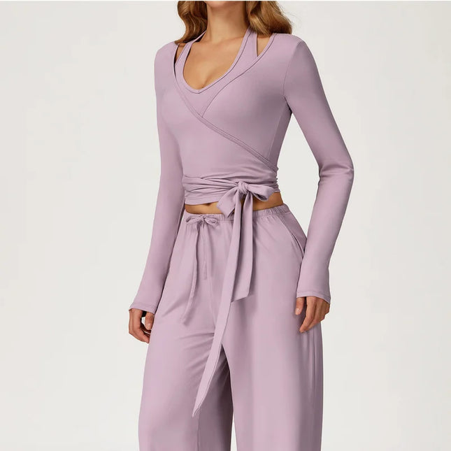Women's 2/3 Pieces Quick-Dry Vest/Cropped Top and Drawstring Pants Set