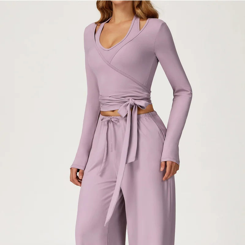 Women's 2/3 Pieces Quick-Dry Vest/Cropped Top and Drawstring Pants Set
