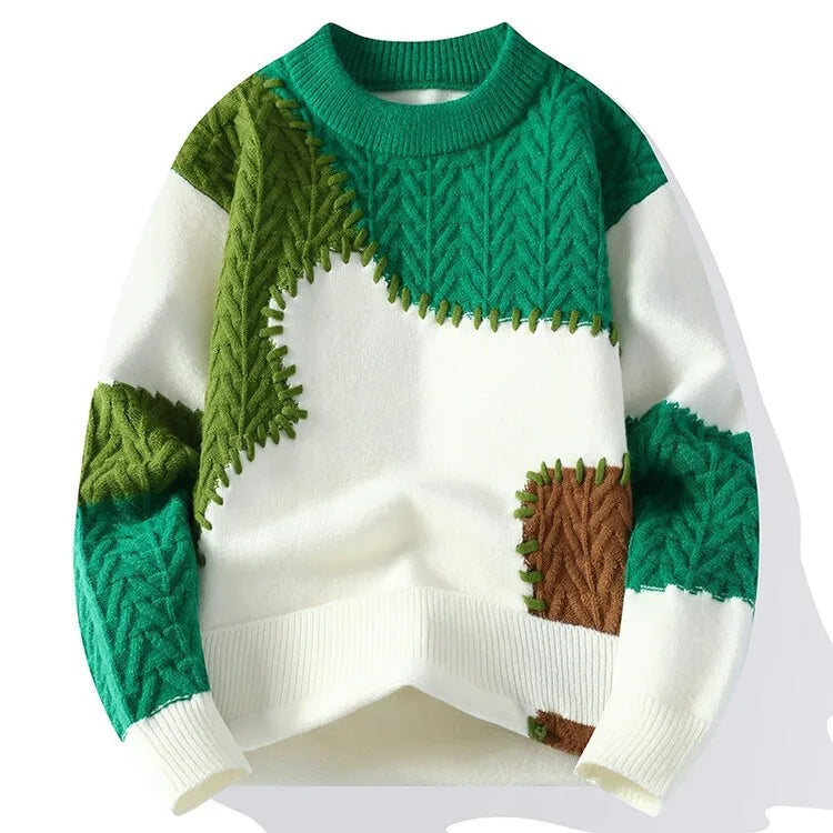 Men's Loose Fit Faux Mink Round Neck Sweater