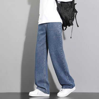 Korean style Men's Classic Wide-Leg Straight Denim Jeans