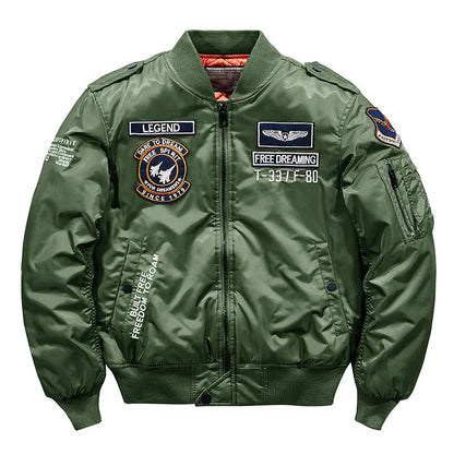 Men's Thick Warm MA-1 Aviator Pilot Style Bomber Jacket