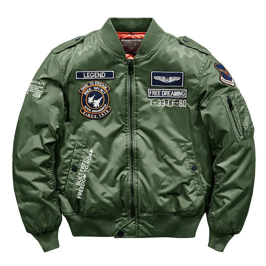 Men's Thick Warm MA-1 Aviator Pilot Style Bomber Jacket