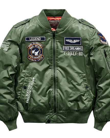 Men's Thick Warm MA-1 Aviator Pilot Style Bomber Jacket