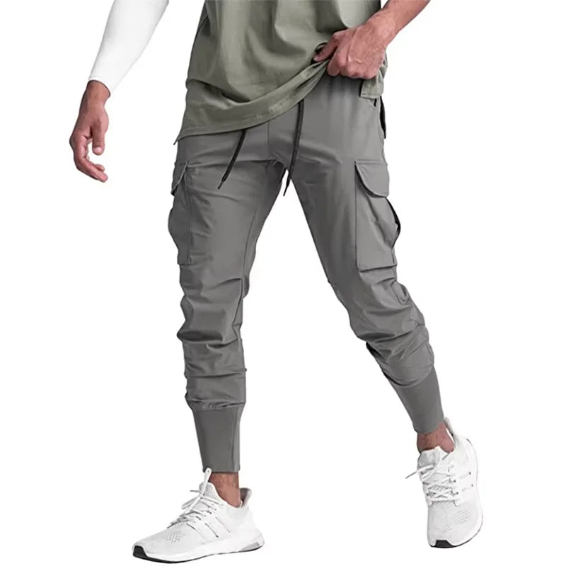 Men's Quick-Dry Thin Cargo Sweatpants with Drawstring And Side Pockets