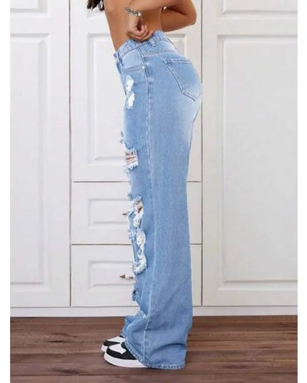 Women's Ripped Knee-Piercing Loose Fit Casual Jeans