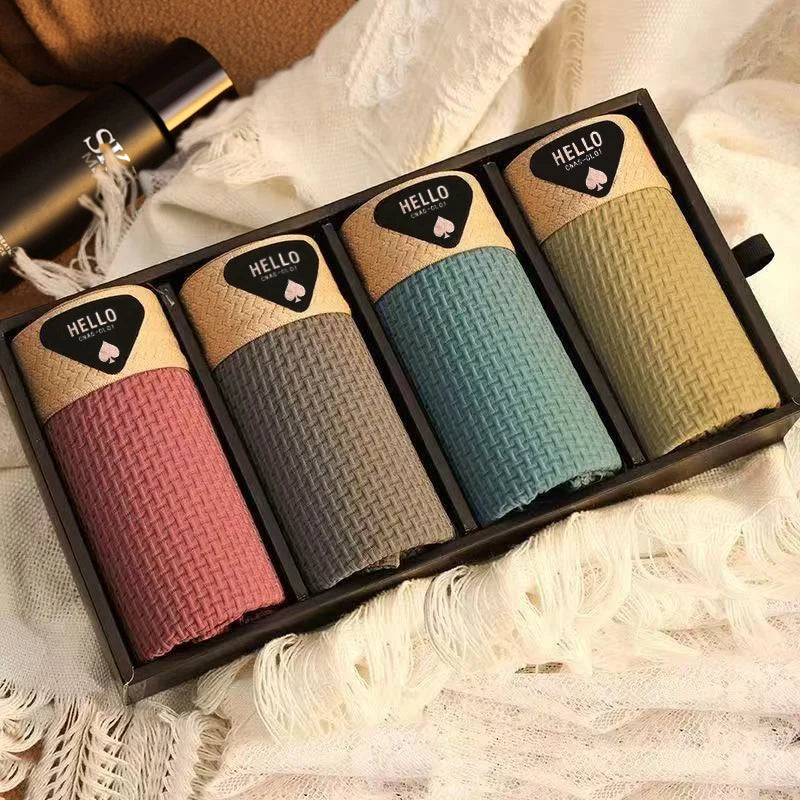 4 Pack Men's Ice Silk Boxer Shorts - Breathable, Cool, Thin Underwear for Men