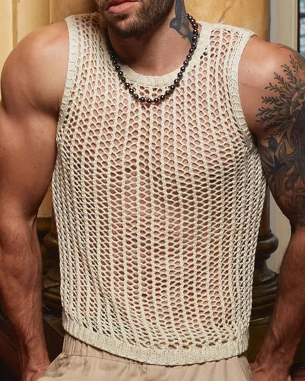 Men's Crochet Mesh Knit Vest