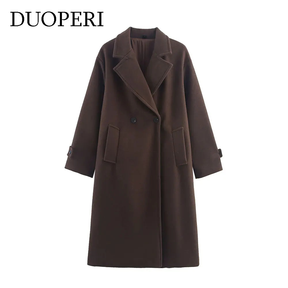 Duoperi Women's Woolen Coat - Warm & Stylish Winter Outerwear for Women